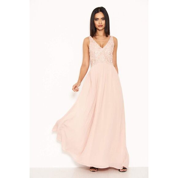 chinese dress ladies Pink Lace High Neck Tiered Dress – AX Paris main image 0